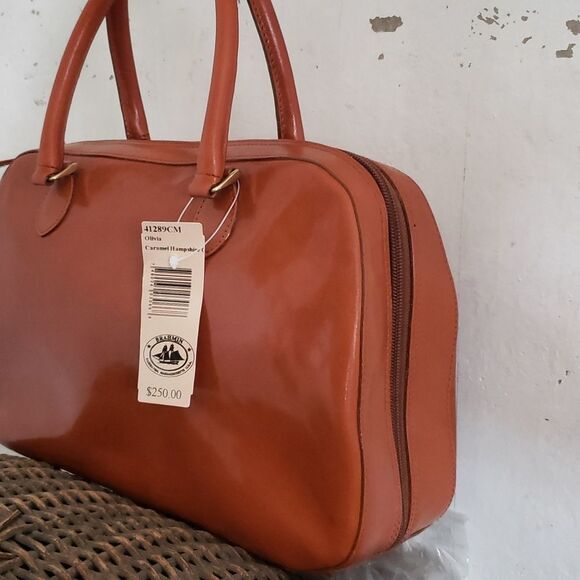 NEW * BRAHMIN Olivia Caramel Hampshire Italian Leather Crossbody Satchel Bag - Picture 3 of 12